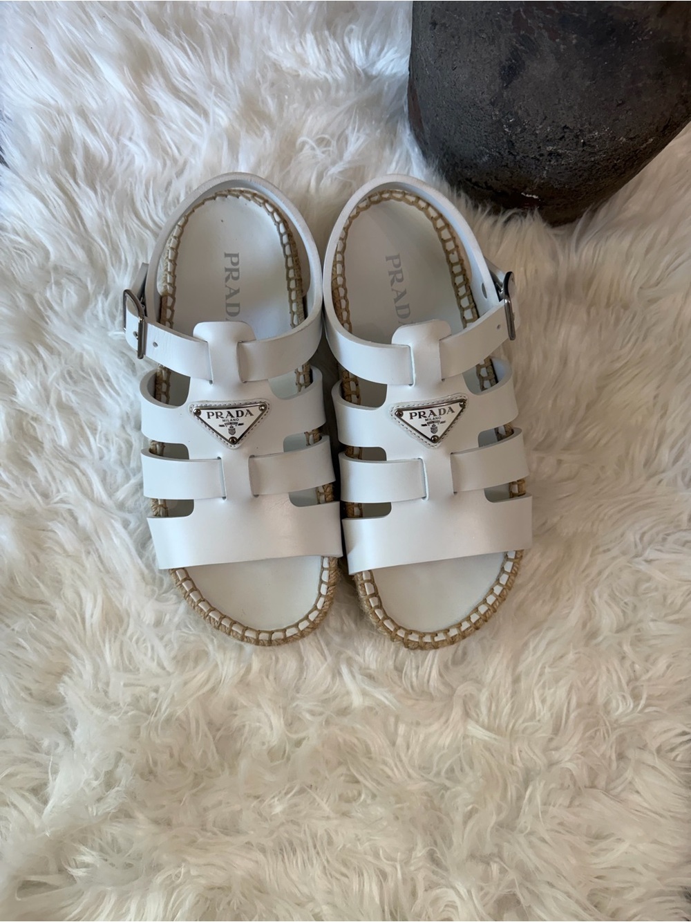 PRADA MONOLITH RUBBER SANDALS - Picture 2 of 8